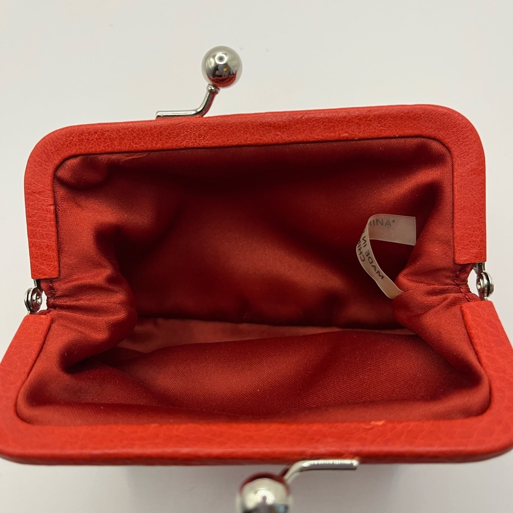 Coach Orange/Red Leather Kiss Lock Change Purse - Picture 9 of 9